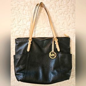 Michael Kors Black Leather East West Tote Purse